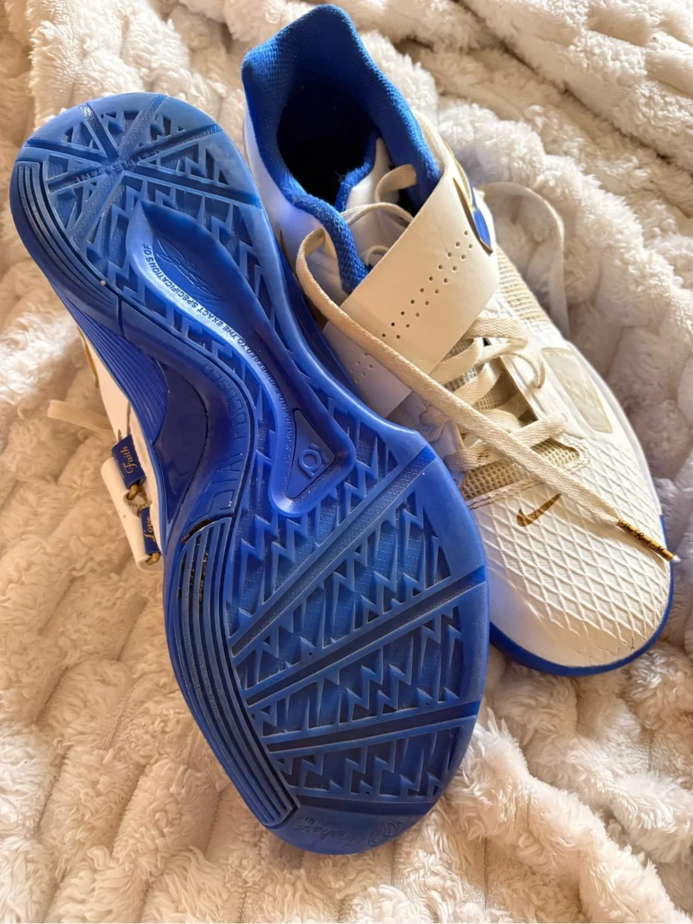 Nike White Sneakers with Blue and Gold Accents